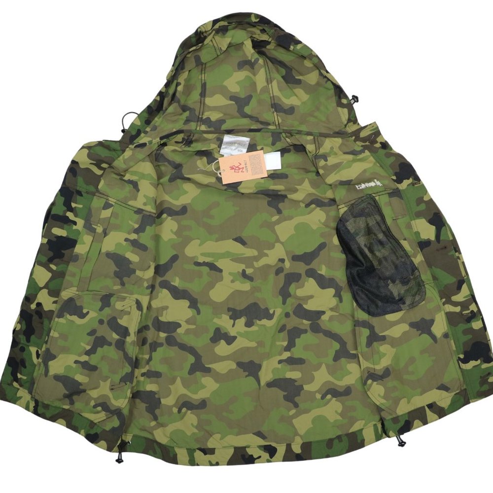 Gramicci Soft Shell Hooded Button Front Field Parka Windbreaker Camo Jacket NWT - Picture 3 of 3